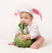 Baby with cabbage