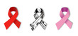 Aids, Dollar and Cancer Ribbons on white