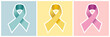 Cancer ribbon set on colored backgrounds.