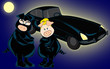 Burglar pigs with vintage car