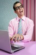 Crazy young businessman student retro glasses Crazy young businessman student retro glasses