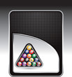Billiard balls on black checkered advertisement