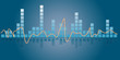 Music equalizer illustration on blue background with reflection