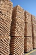 pile of wood ready for processing, sky background