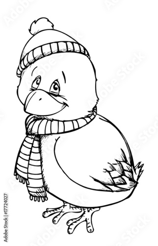 Vektor: Vogel, Winter, überwintern, Schal, Mütze Vogel, Winter, überwintern, Schal, Mütze