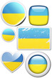 Illustration: Set of stickers and buttons - Ukraine Set of stickers and buttons - Ukraine