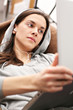 Relaxing with music.