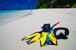 Diving Mask with fins on beach