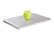Modern slim laptop with green apple