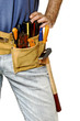 detail of toolbelt on handyman