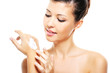 Beauty female skincare of her hands Beauty female skincare of her hands