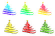 Christmas trees in different colors isolated on white background