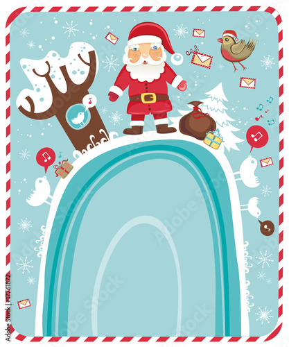 Christmas Santa Claus in the forest - vector illustration.