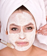 Beautician make  mask to  girl.  Massage.