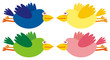 Set of four color birds. Set of four color birds.