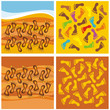 Four abstract backgrounds with footsteps.