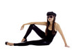 Model in black striking a pose