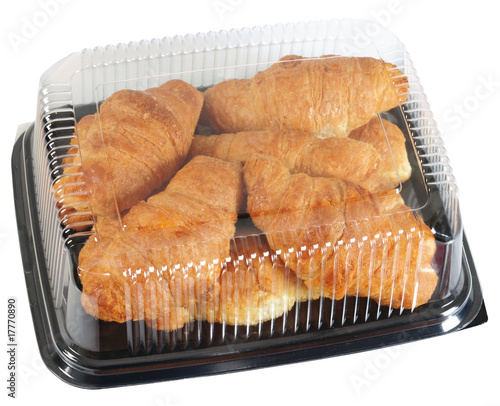 Photo: Croissant packaging. Clipping path Croissant packaging. Clipping path