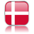 Danish Square Flag Button (vector with reflection)