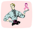 Breast Cancer Ribbon shown by a Woman
