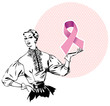 Woman holding Breast Cancer Ribbon