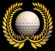 Images : golf ball with golden laurel wreath