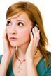 Beautiful woman wearing headphones Beautiful woman wearing headphones