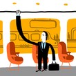 Vector: Hombre, estación y tren Hombre, estación y tren
