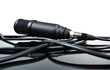 Photo: black microphone cable on the glass black microphone cable on the glass