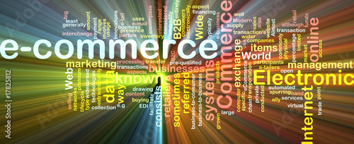 Illustration: E-commerce word cloud glowing E-commerce word cloud glowing
