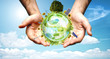 Green world concept with aerogenerator, solar panel and turbine