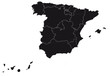 Landkarte Spanien schwarz detailliert