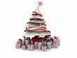 Albero di Natale bicolore in stile cartoon 3D