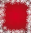 Snowflakes frame on a red background