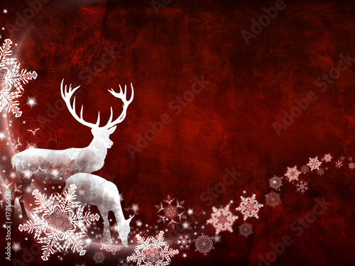 Weihnachtliches Motiv mit Hirsch und Reh