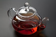 glass teapot with black tea