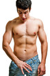 Photo: Potency and penis size concept - man looking in his pants Potency and penis size concept - man looking in his pants