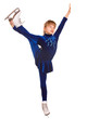 Child girl  sport figure skating in white skate. Isolated.