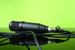 Photo: black microphone cable on the glass black microphone cable on the glass