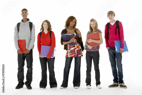 Photo: Full Length Studio Portrait Of Five Teenage Students Full Length Studio Portrait Of Five Teenage Students