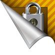Secure or lock icon on vector peeled corner tab