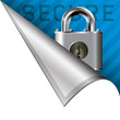 Secure or lock icon on vector peeled corner tab