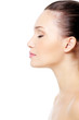Profile portrait of  female face with clean skin