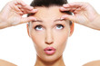 Images : female face with wrinkles on her forehead