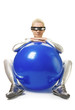 Beautiful cyber woman with a fitness ball