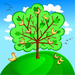 Albero spoglio con uccelli