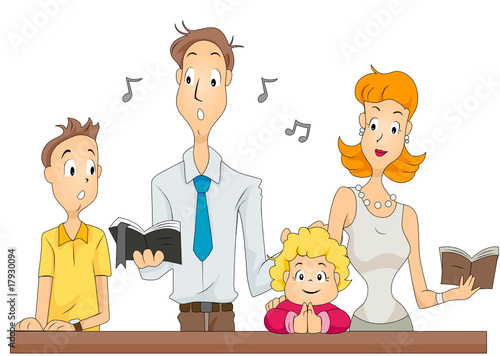 Vector: Family attending Mass Family attending Mass
