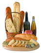 still life with bread with wine and oil