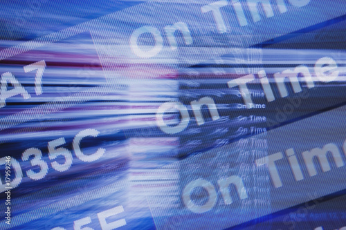 Photo: Digitally enhanced image of transportation schedule board Digitally enhanced image of transportation schedule board