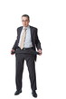businessman shows empty pockets